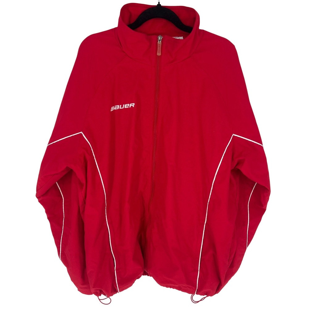 Bauer Full Zip Warmup Jacket‎ Red Men's XXL Nylon Mesh Lined Hockey Coat EUC